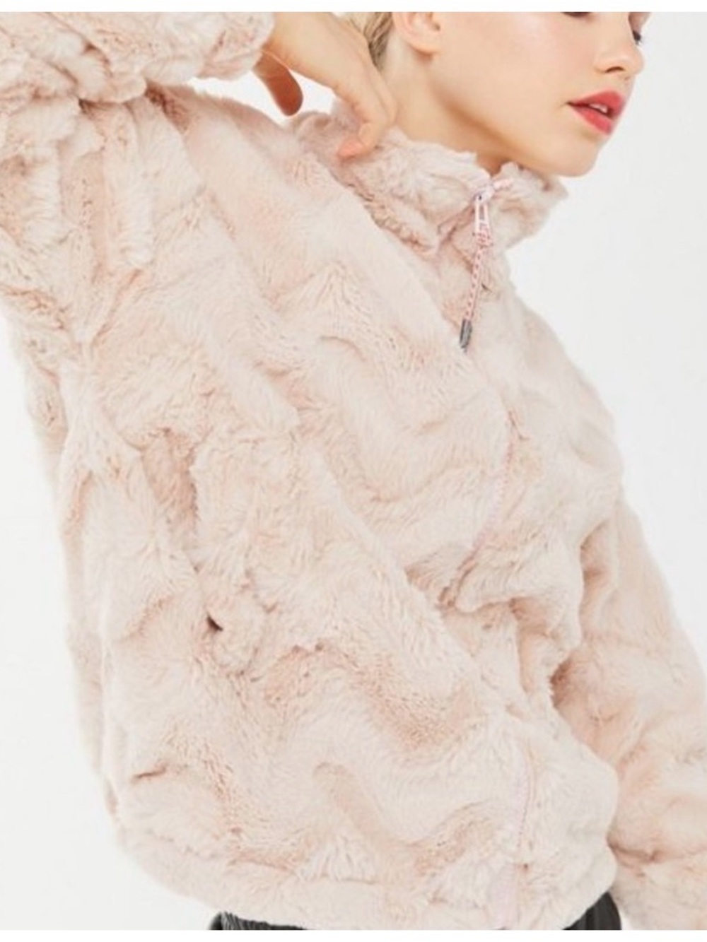 Urban Outfitters Plush Faux Fur Jacket - Light Pink